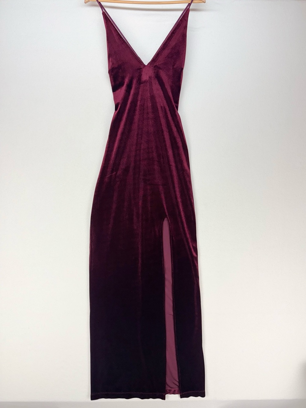 Teeze Me Velvet Burgundy Slip Dress Whimsy Goth High Slit